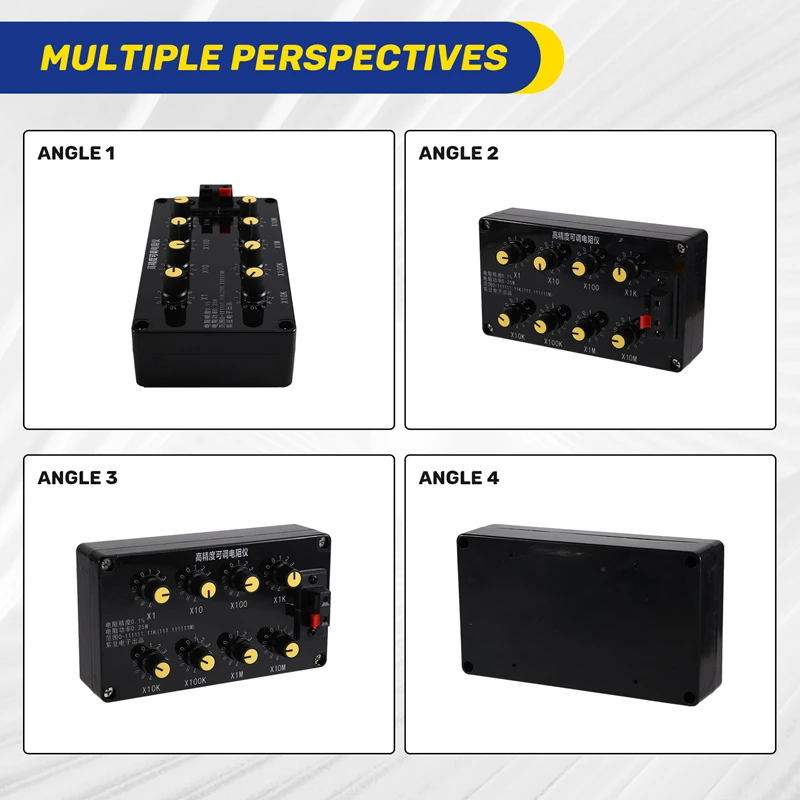 DT16 High Accuracy Adjustable Resistance Box 0.1% 0-111.11 MOhm for Electronics Testing Lab R&D Educational 8 Decade Dial