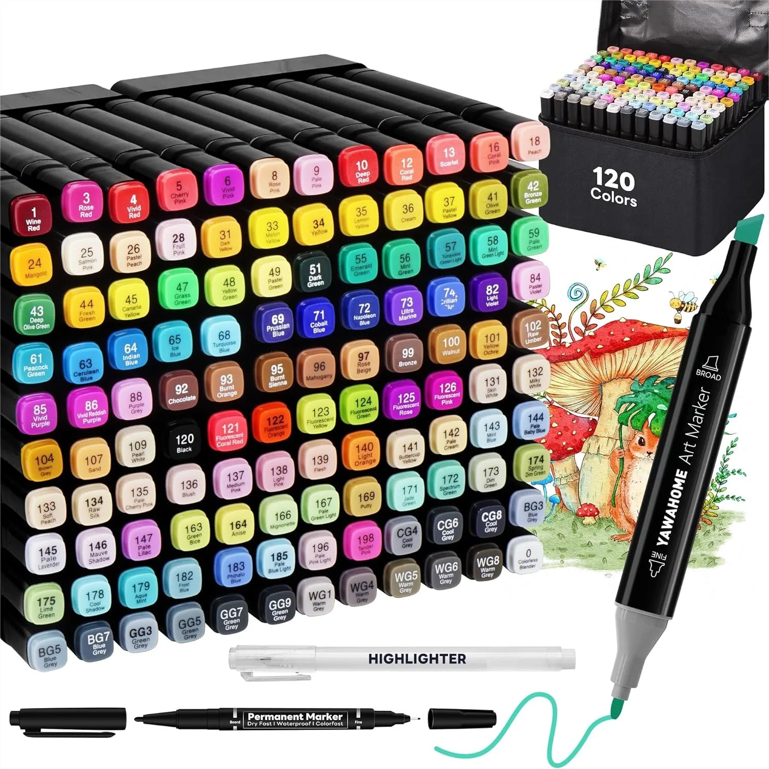 

Alcohol Markers Set 120 Colors Dual Tip Art Markers For Adult Coloring Books Permanent Blending Marker Pens For Drawing Painting Sketching Illustration