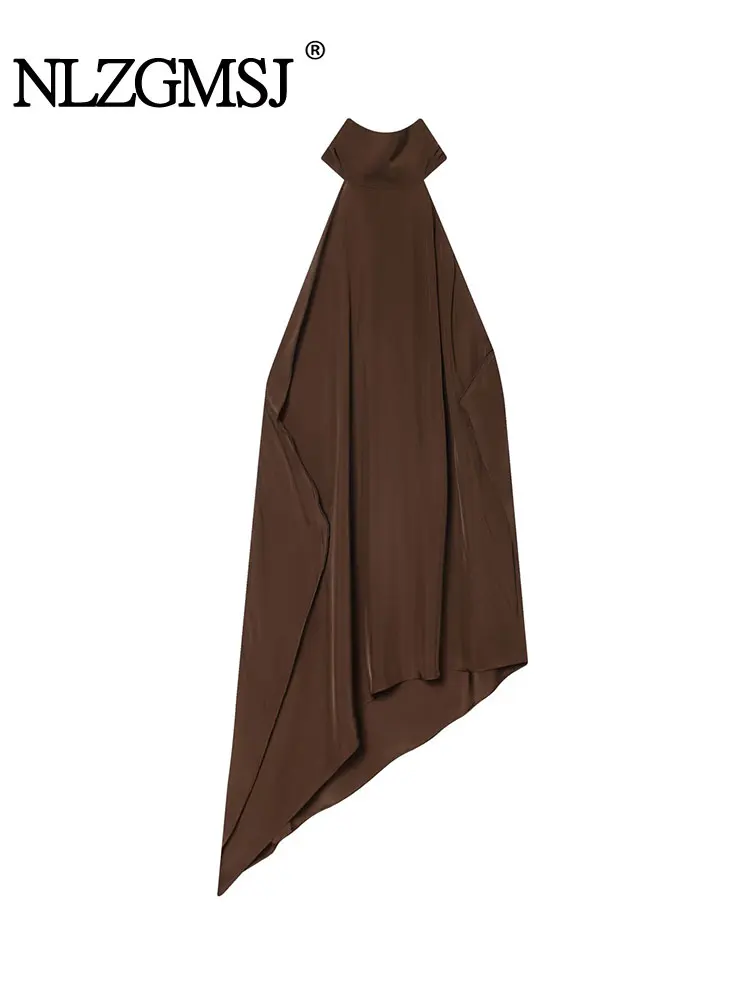 

NLZGMSJ Autumn Women New Fashion Solid Color Backless Sleeveless Asymmetry Hem Halter Top Women Sexy Elegant Halter Top