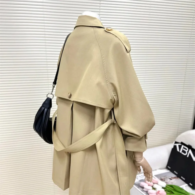 

Spring Autumn New Khaki Trench Coat Women's Long Sleeves Casual Windbreaker Female Double-Breasted With Lining Outerwear Ladies