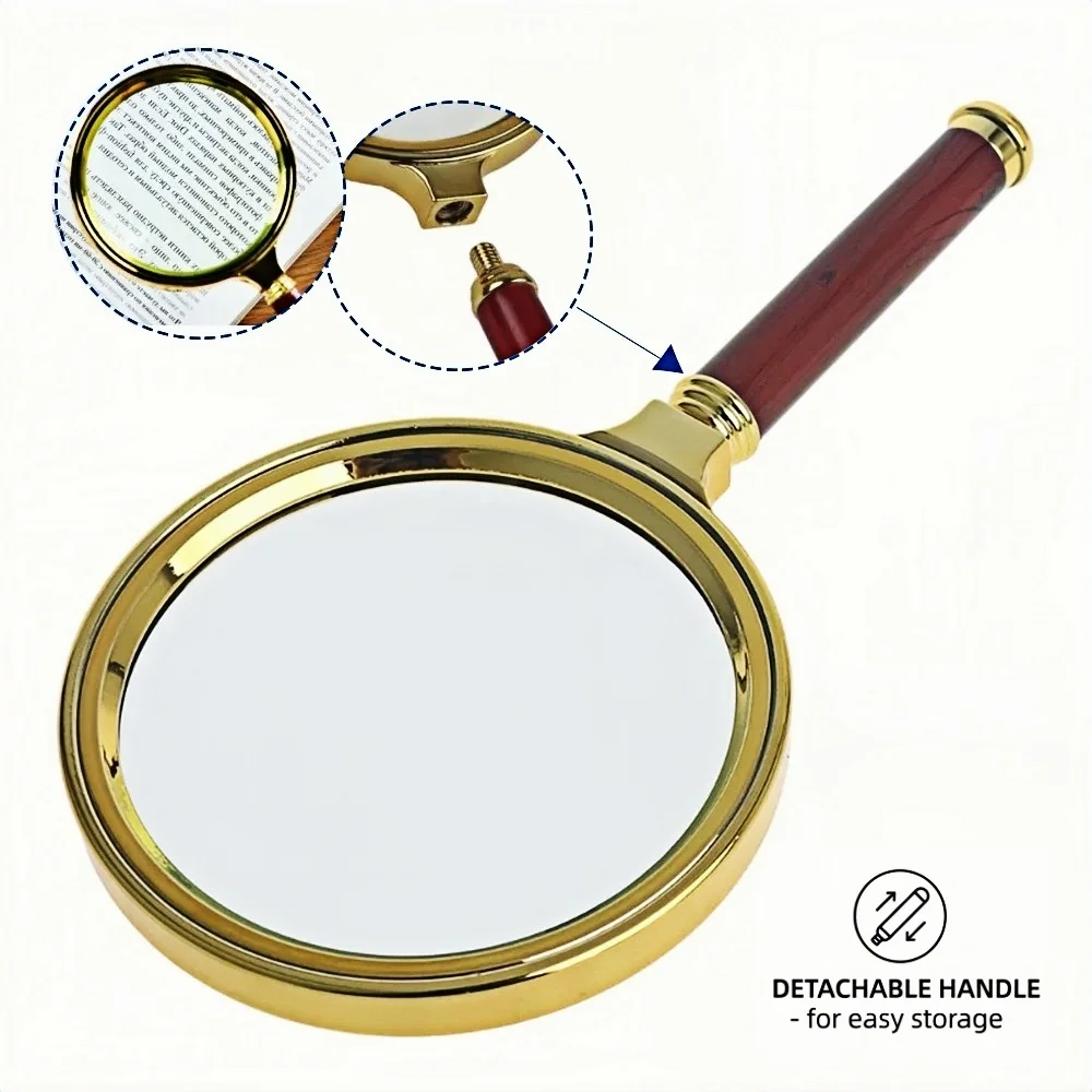 5X-10X Handheld Magnifying Glass Detachable Handle Reading Magnifier 60/70/80/90/100mm HD Lens For Seniors Collection Map