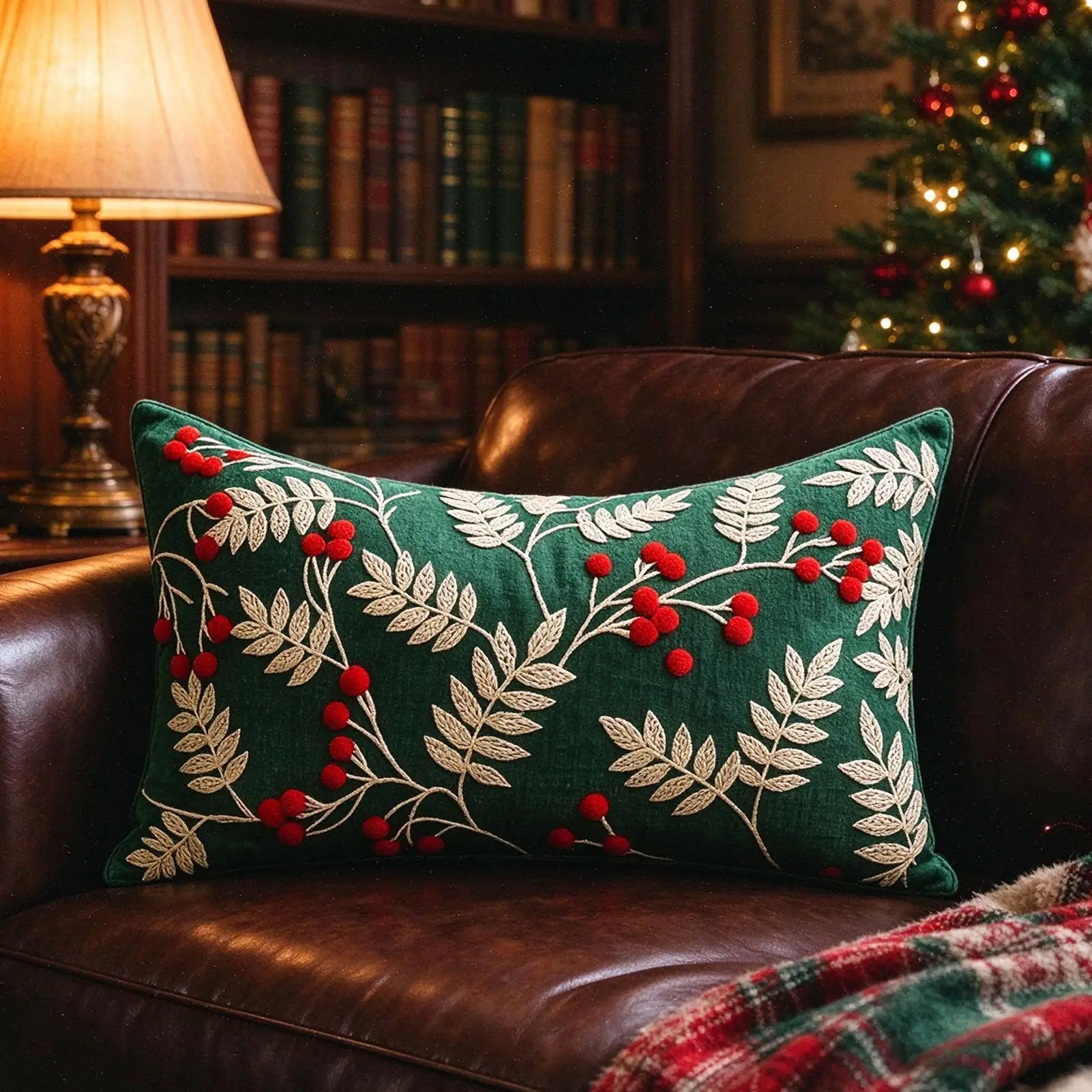 Christmas Throw Pillow Covers Christmas Tree Embroidered Pillow Cove Festival Decorative Cushion Pillowcase 30x50cm 45x45cm