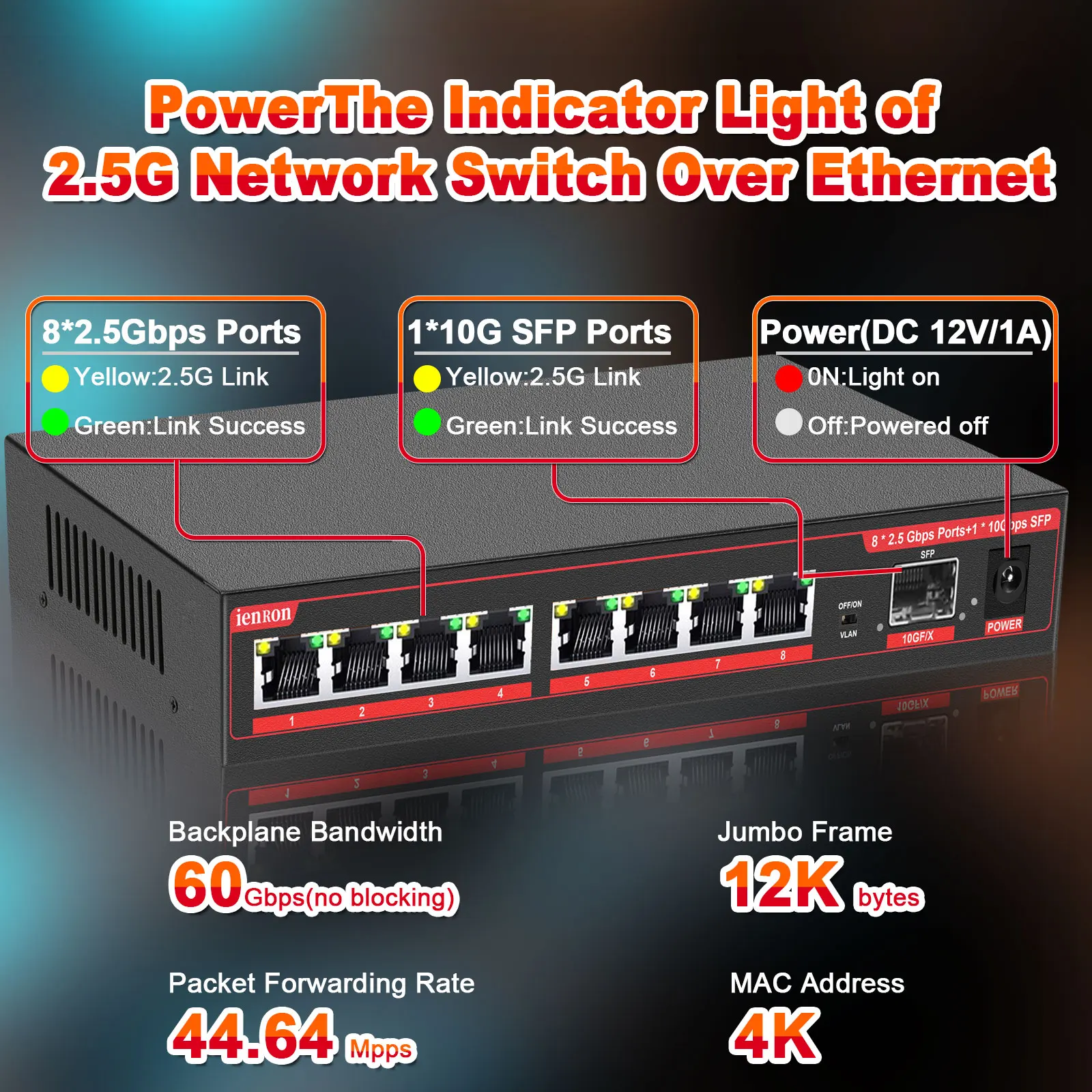 イーサネットネットワークスイッチ,2.5g, 8ポート,2500mbps, rj45, 10g, sfp,ホームラボハブ,インターネットスプリッター,プラグおよび再生