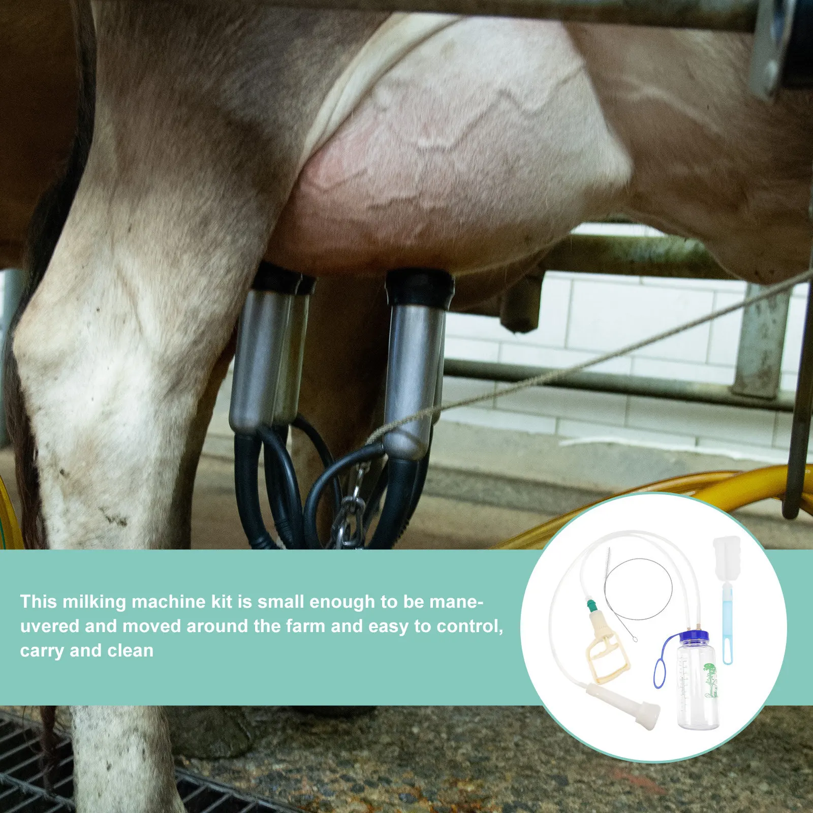 

1Set Manual Cow Milking Machine Food-Grade Plastic Portable Farm Dairy Tool for Cows Sheep Goats Clear Milk Bottle Precision