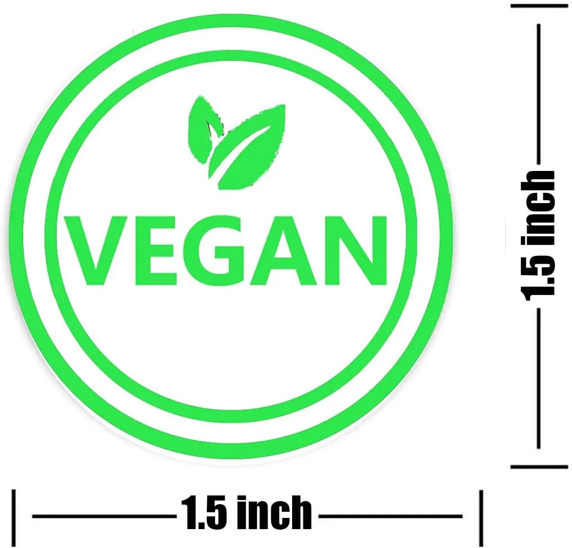 Vegan Food Rotation Labels,1.5 Inch Round Circle Dot Vegan Stickers(500 pcs per roll)