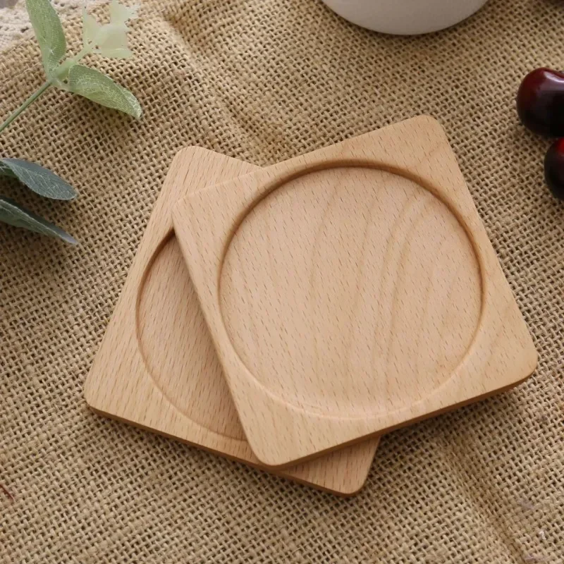 Wooden Coaster Quality Welnut Made Retro Insulation Cup Mat Household Square Round Thick For Mug