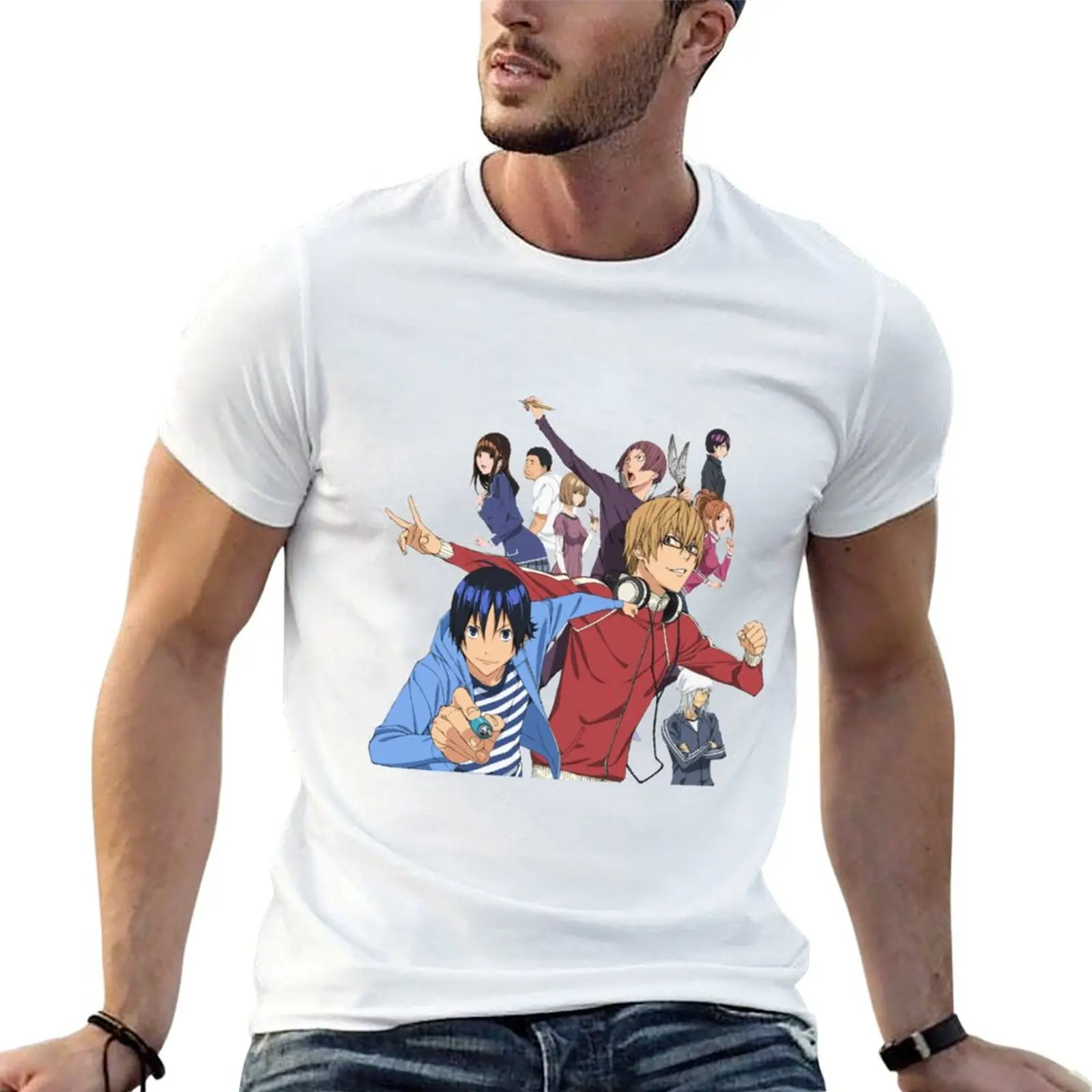 Camiseta Bakuman, camiseta gráfica para hombre, paquete de camisetas blancas para hombre, camiseta divertida de algodón