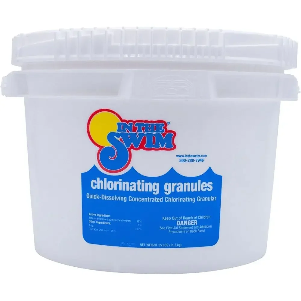 56% Chlorine Shock Granules for Pool Sanitization - 99% Sodium Dichloro, pH Balanced, 25 lbs