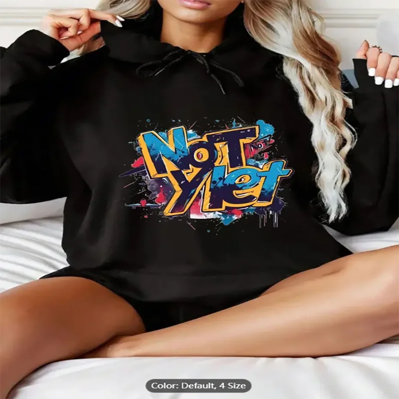 

Женская черная толстовка с капюшоном «Не но граффити» с графическим принтом, повседневная негабаритная толстовка с капюшоном на шнурке для любителей модного стиля, хлопок