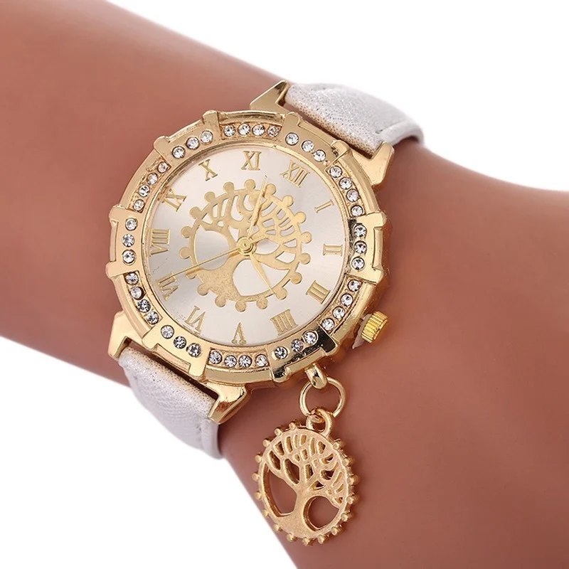Fashion Women Bracelet Watch Tree of Life Watches for Women Casual Leather Band Ladies Quartz Watch Bracelet Montre Femme
