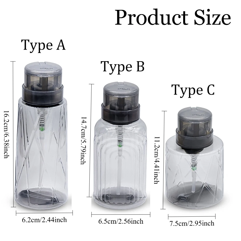 One Touch Push Down Pump Dispenser For Nail Polish Acetone And Skincare Liquids Reusable Plastic Bottle With Locking Cap view 2