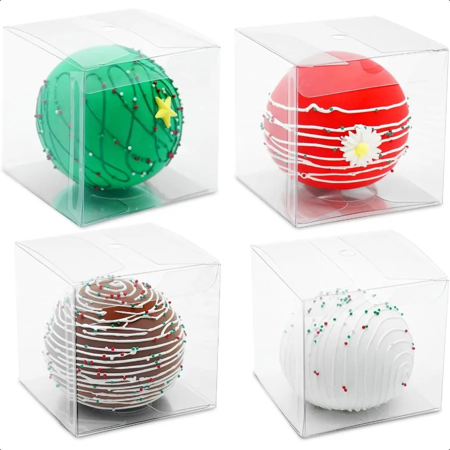 

100pcs Clear Favor Boxes 3x3x3 Inch Chocolate Bomb Boxes Clear Gift Boxes Cupcake Box aron Box for Birthday Wedding Party