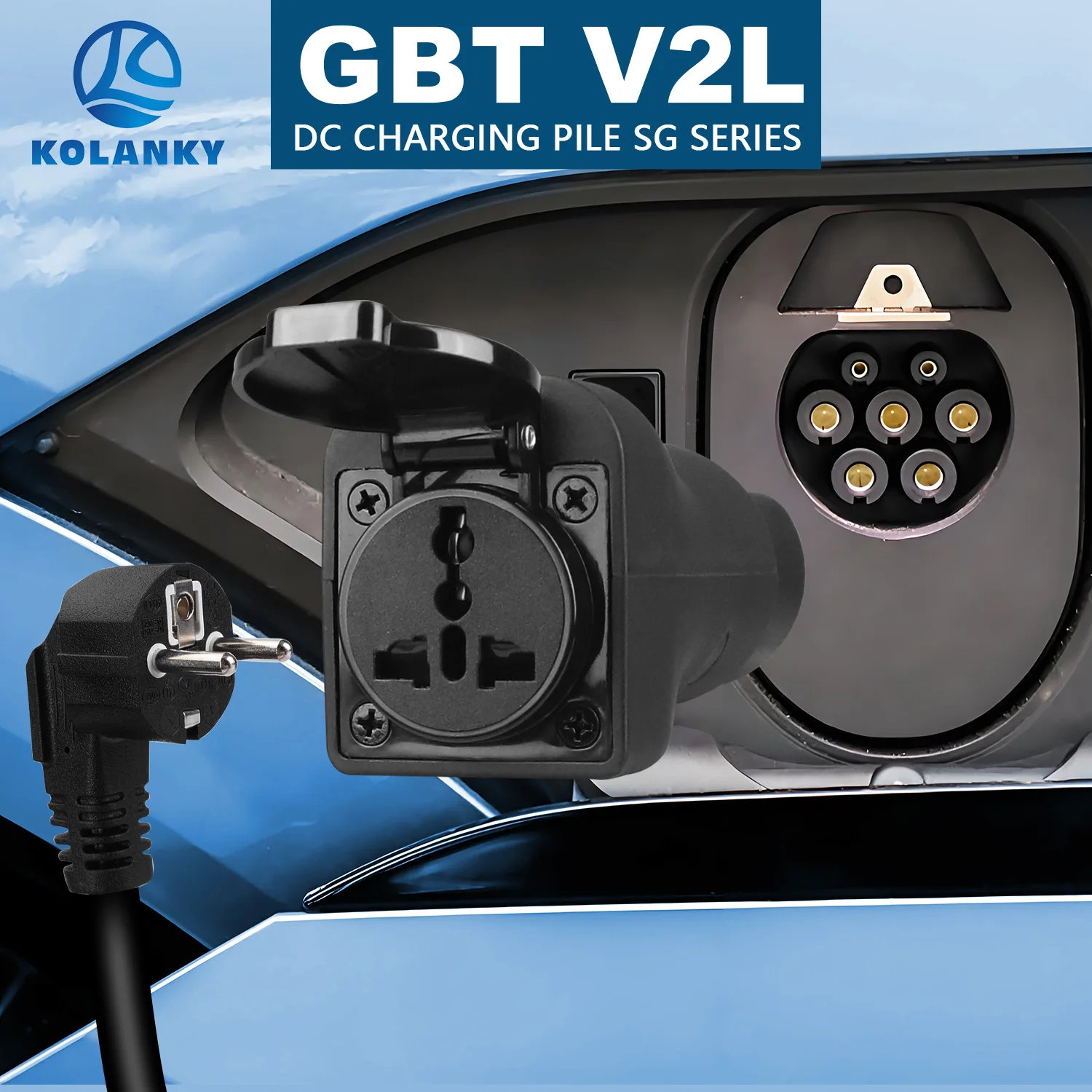 

Kolanky V2L Discharger For GBT Car Discharger 16A 3.5KW EV Adapter Support GBT Cars Electric Vehicle For GBT Male Plug
