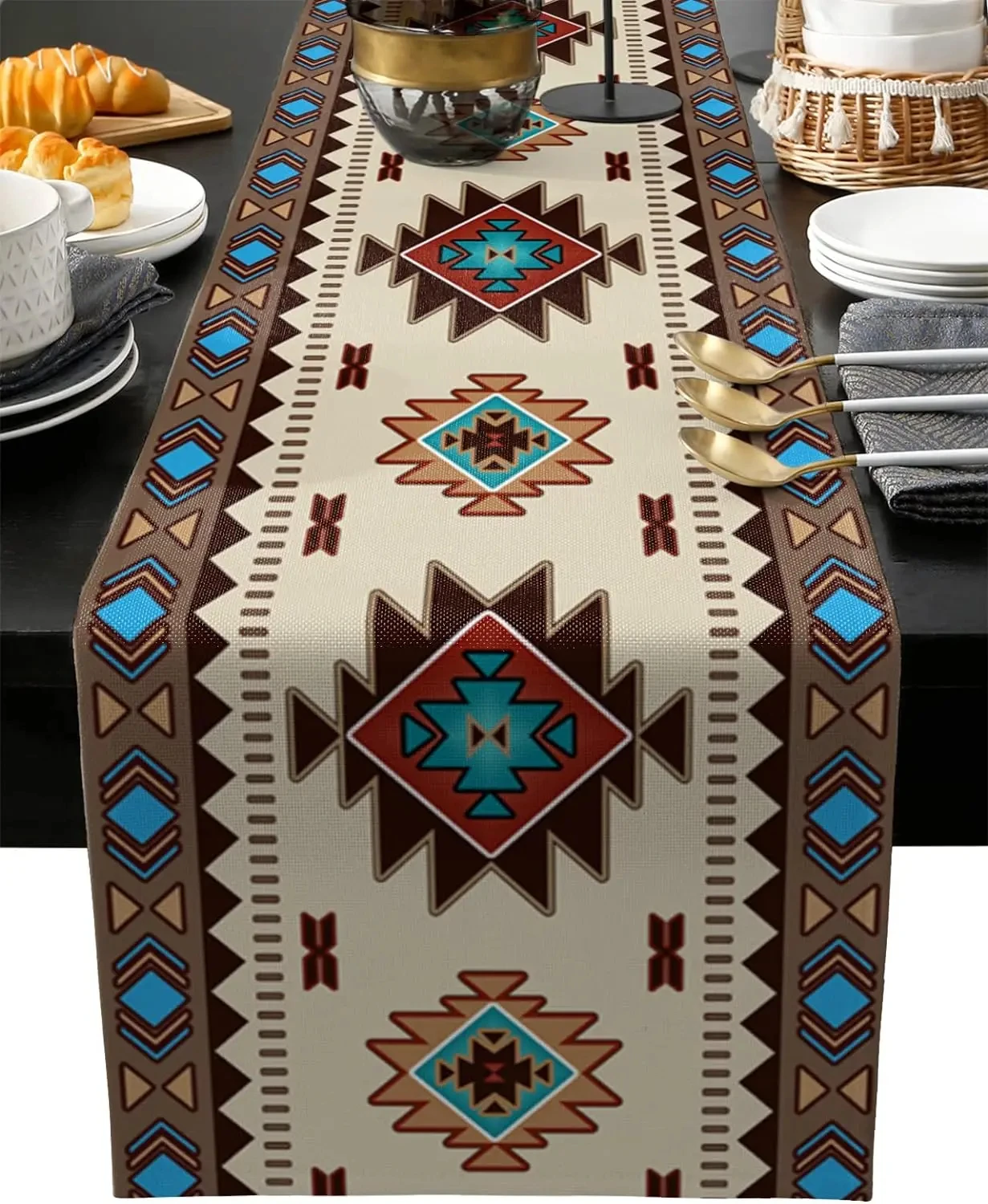 JIT 1 PC Aztec Geometric Printed Table Runner 2D Flat Print Ethnic Home Decor Dining Table Decoration Unique Charming