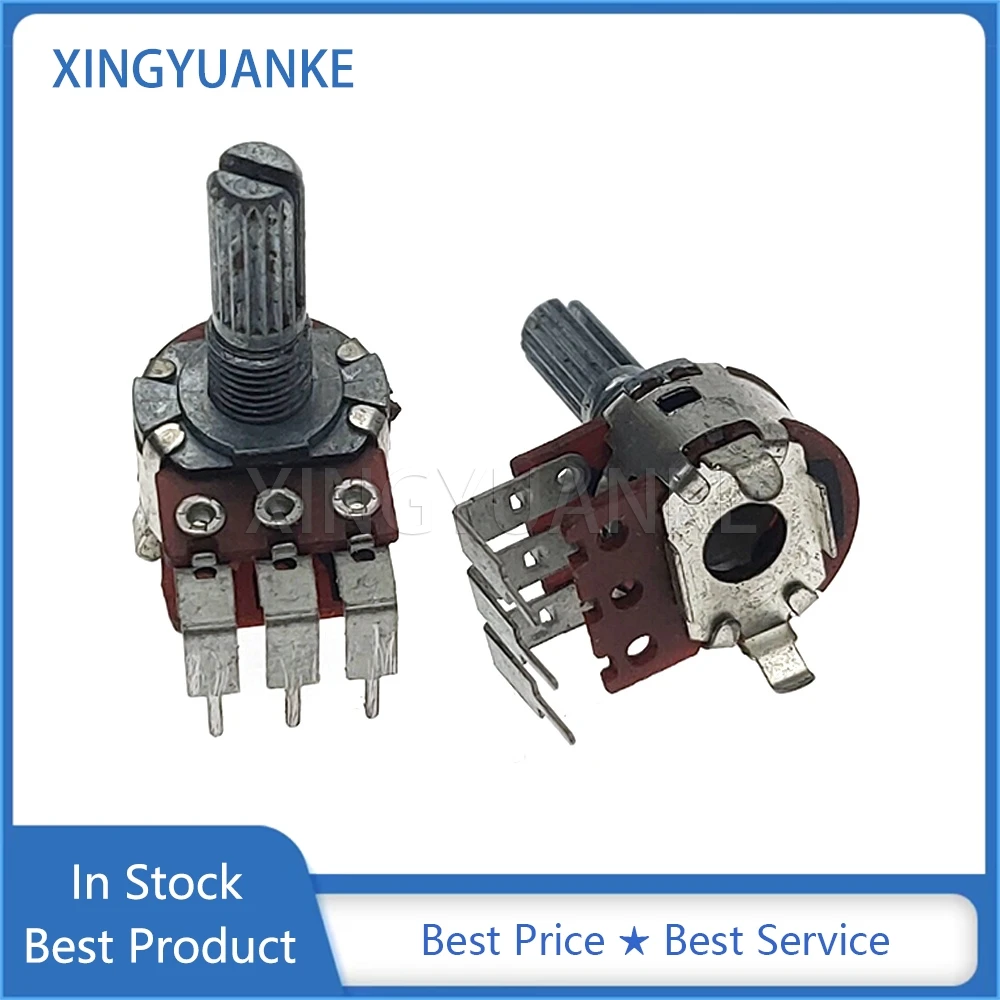 5PCS WH148 16 Type Single B50K B503 Amplifier Audio Volume Rotary Potentiometer Big Bend Feet 3-Pin Flower Shaft Length 20MM