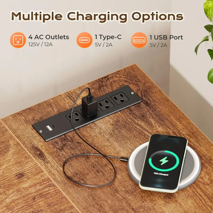 63 Inch L Shaped Desk with Power Outlets and USBC Port, 0.95 Inch Thicker Desktop, Reversible Computer Desk, Larger Office Corne