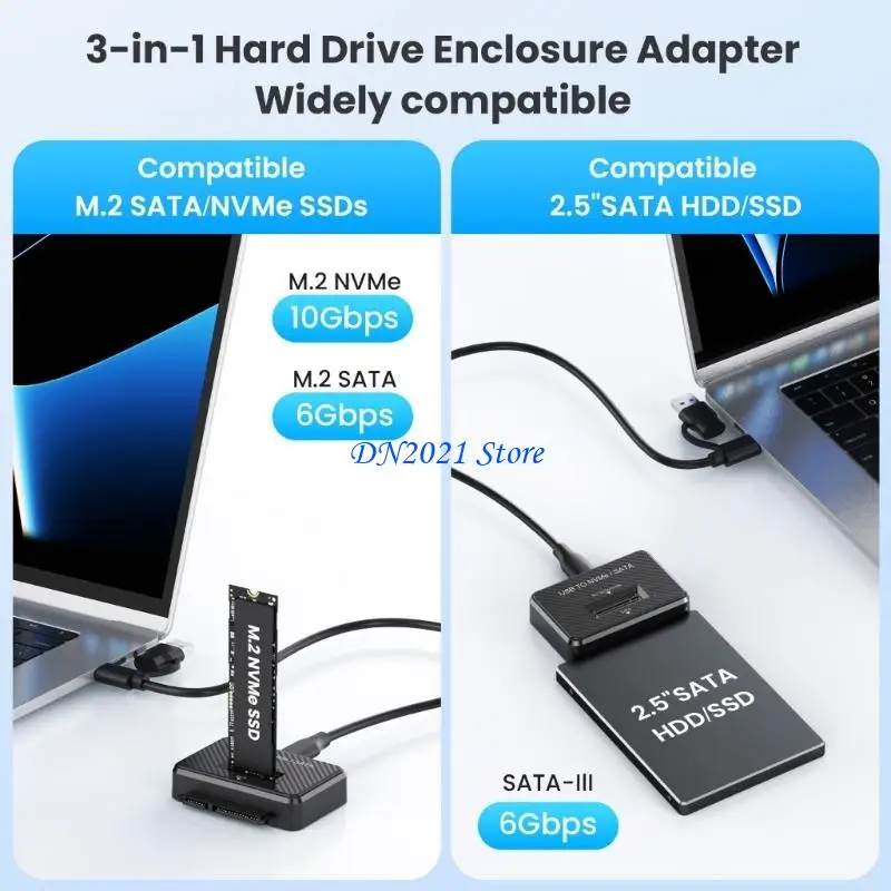 

F3KE 10Gbps M.2 Nvme To USB Docking Station Hard Drive Reader Power Adapter Data Transfer Easy Installation Accessories