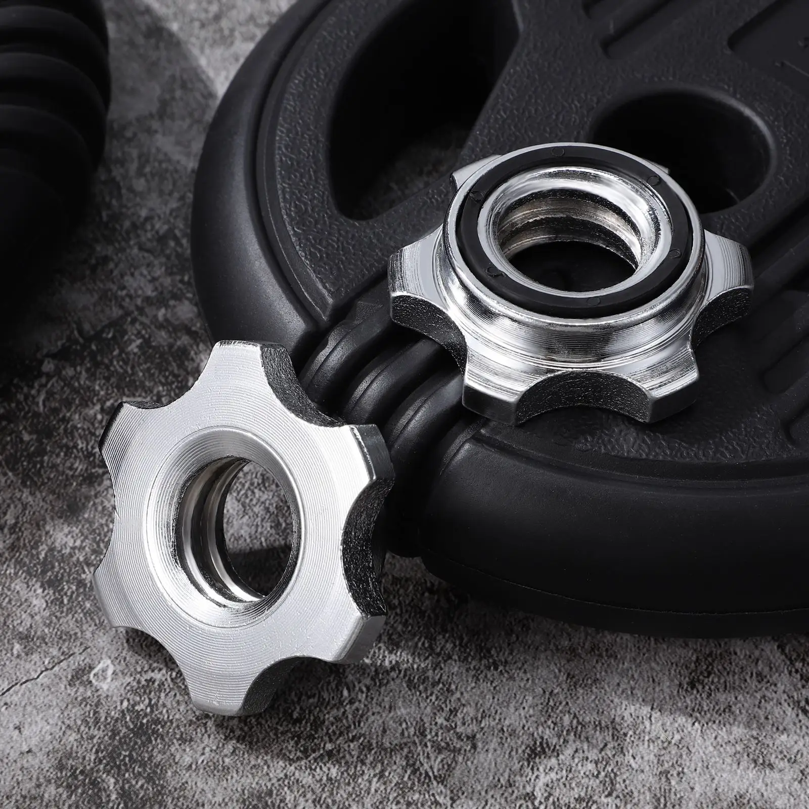 2PCS 2.5cm Casting Iron Hex Nuts Anti-Slip Spin-Lock Collar Screw For Barbell Dumbell Weight Lifting Double-Risk Nut Buckles