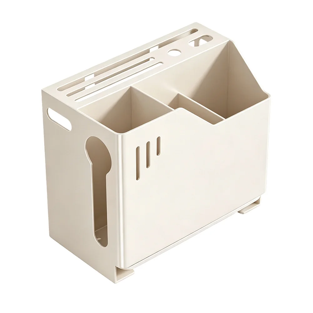 Stainless Steel Style Carbon Steel Utensil Organizer for Kitchen Counter with Slot Design and Drainage Function
