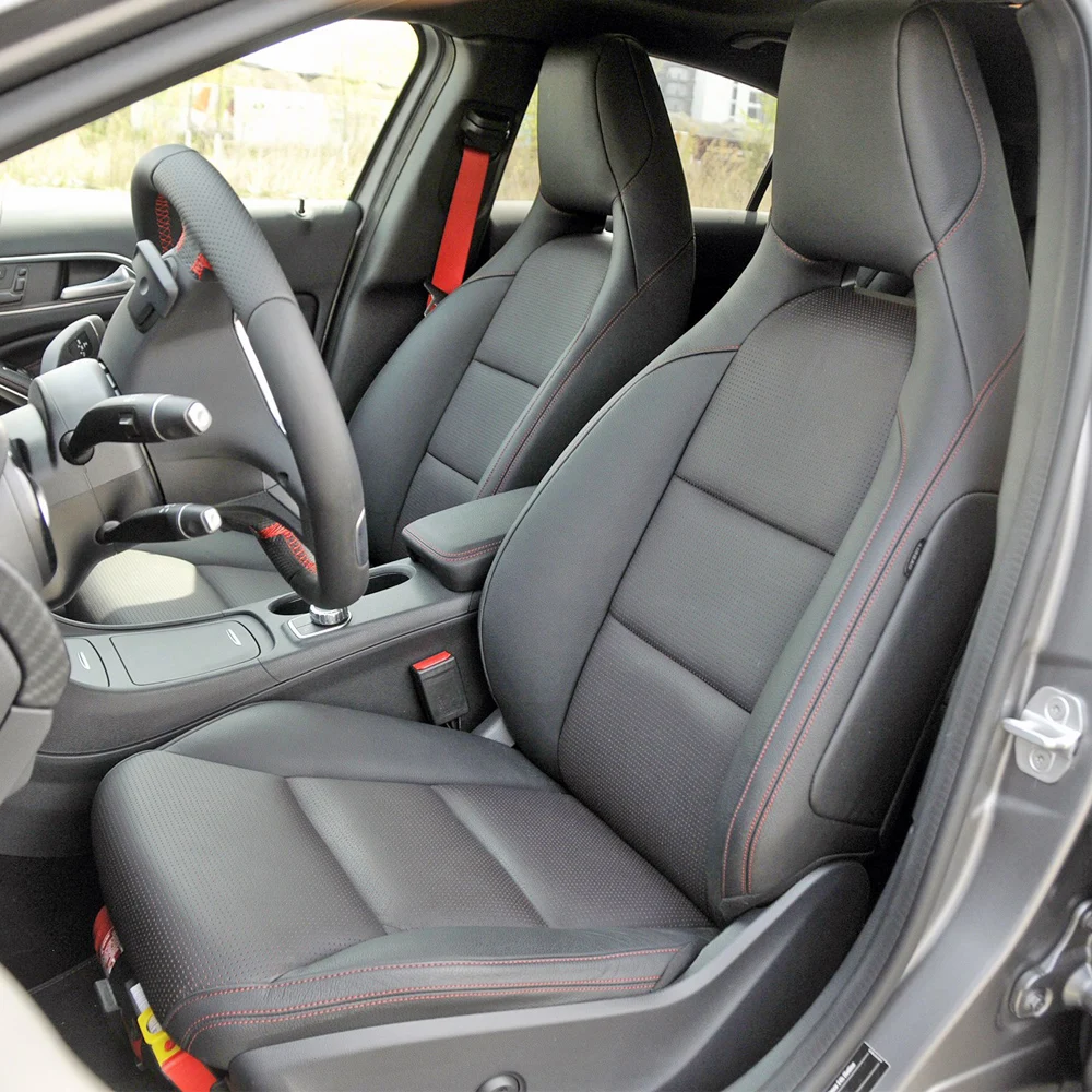 Autositzbezüge für 2 Vordersitze für Mercedes Benz A-Klasse 2013 bis 2017 PU-Leder Sitzkissen Autositzschutz Sitzbezug