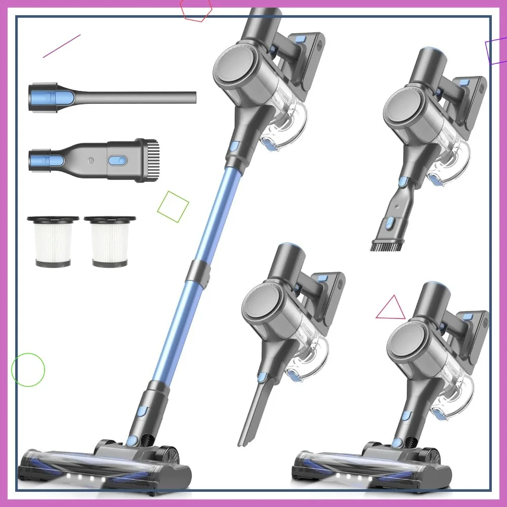 

Cordless Vacuum Cleaner 450W 40Kpa 50Mins Stick Vacuum Anti-Tangle 1.5L Dust Cup Rechargeable for Pet Hair Carpet Floor