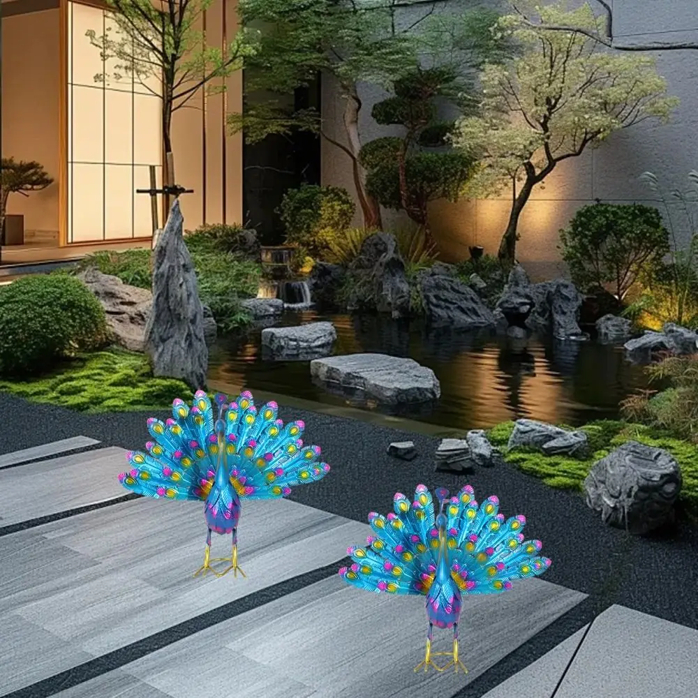 

Железная художественная имитация скульптуры павлина, милые поделки, статуя павлина с открытым экраном, съемные миниатюры животных, фигурка двора