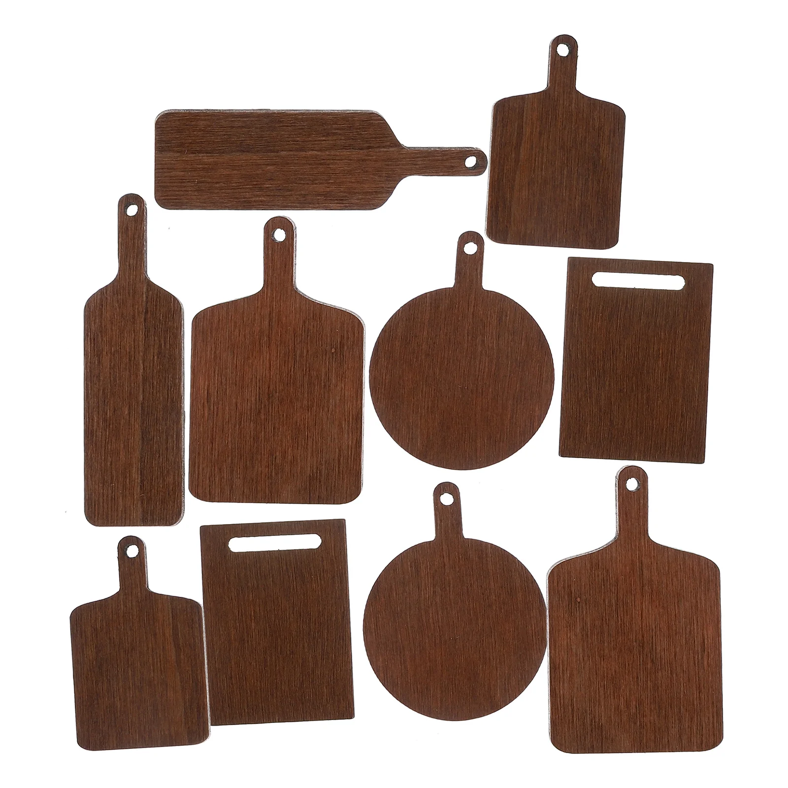 10 Pcs House Mini Chopping Board for Cutting Rolling Decor Light Brown Decorations Miniature Wooden Micro Scene