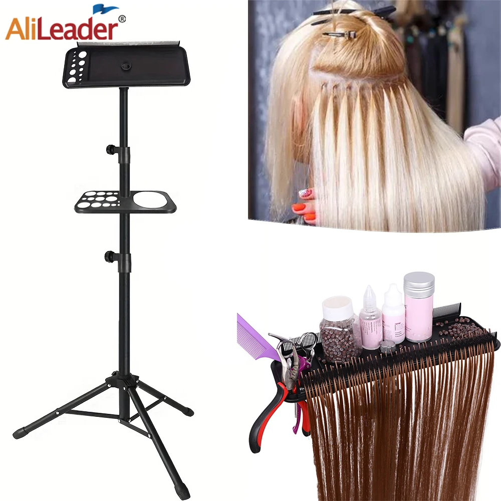 Wig Stand Tripod With Hair Extension Holder Hair Extension Rack Braiding Hair Rack Stand With Tray Hair Extension Display Holder