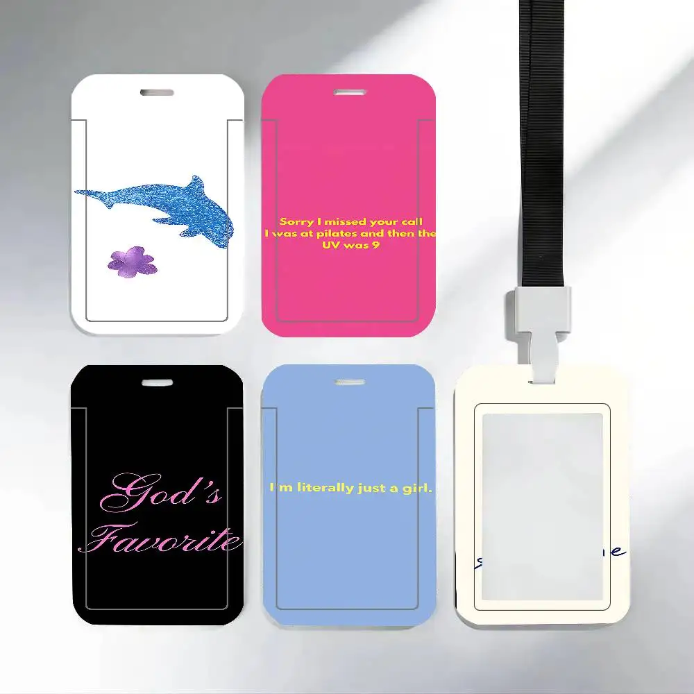 Personality Text ID Card Holder Cute Badge Holder PVC Card Cover With Clear Window For Student Office Bus Card