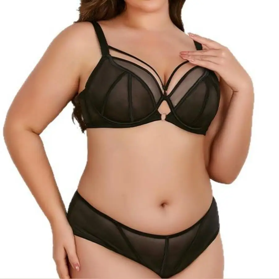 

Women's Sexy Sheer Mesh Bra Set Breathable Ultra Thin Anti Sagging Design Comfortable Shaping Support 2 Colors 75-95 DEFGHI Cup