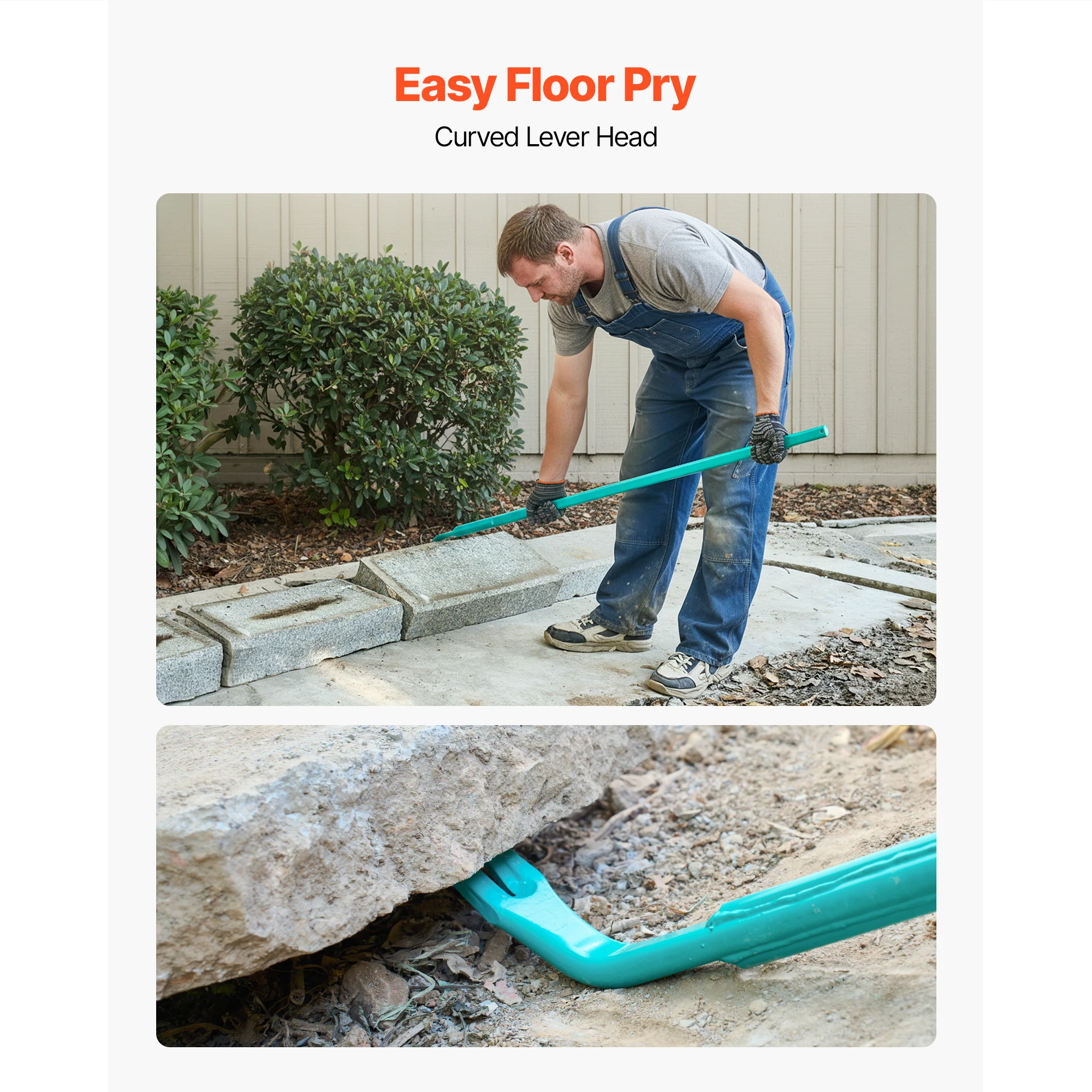 SucceBuy 56in Prylever Bar Carbon Steel Handle 2000 lbs Floor Pry Lever Bar Concrete Demolition Crowbaring for Industrial Use
