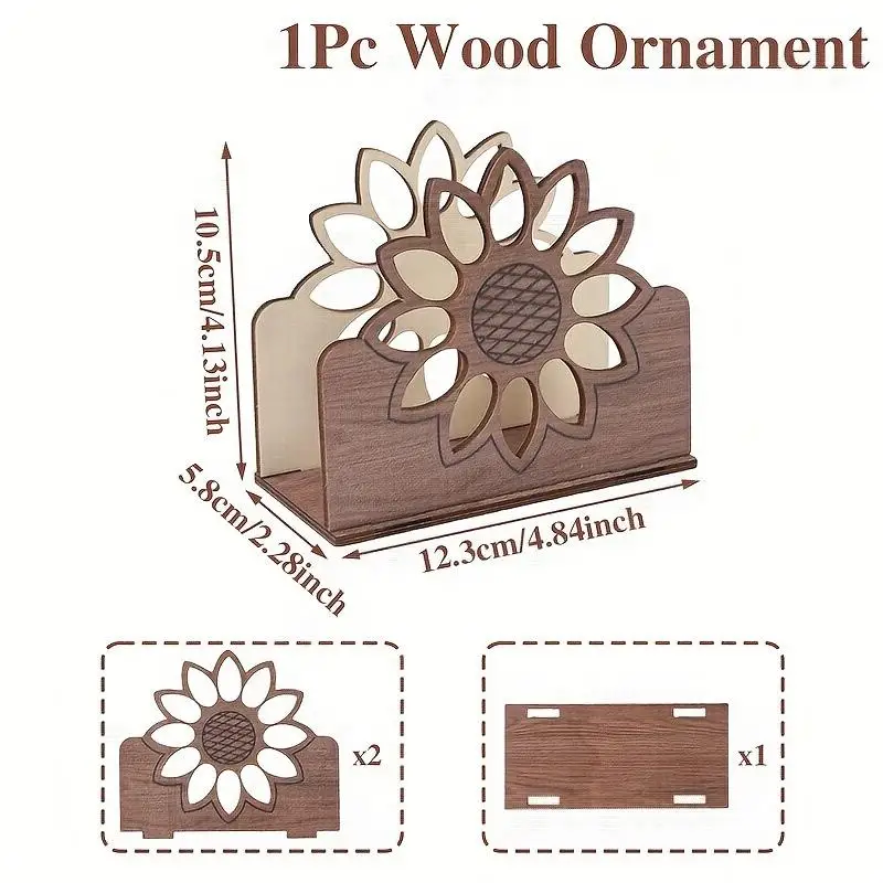 Wooden Sunflower Napkin Holder 3