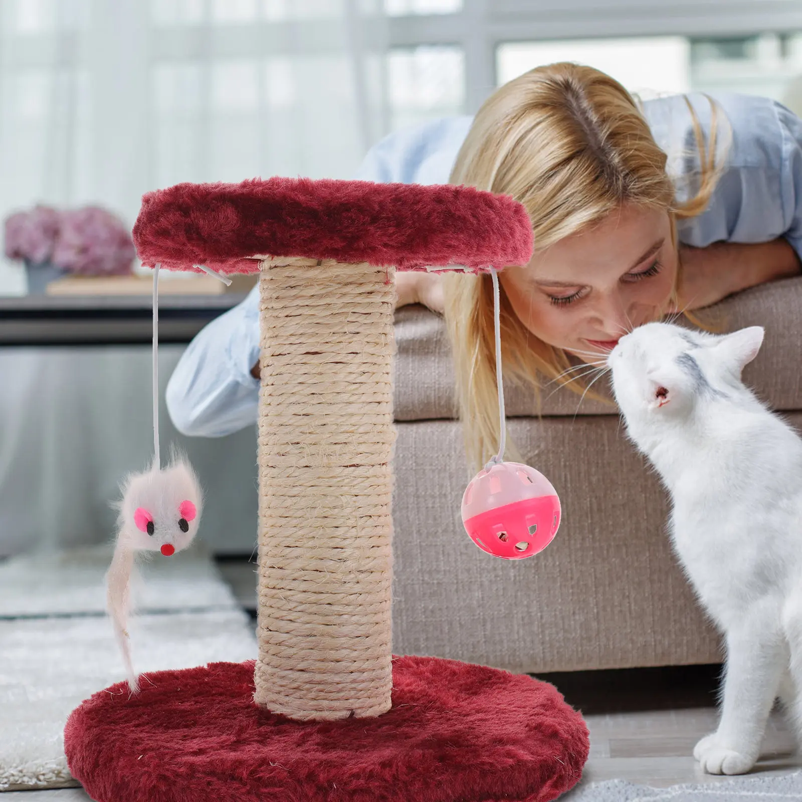Sturdy Cat Scratching Post with Balanced Design and Wear-Resistant Sisal for Indoor Cats Kitten Climbing Stand Scratcher Gift