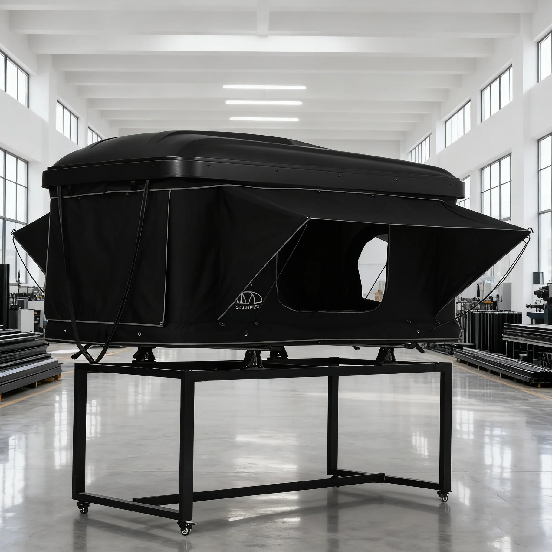 Manufacturer Price Vehicle Offroad Customized logo RTT 280g Gray Canvas Soft Rooftop Tent Hard Shell Light,Customization
