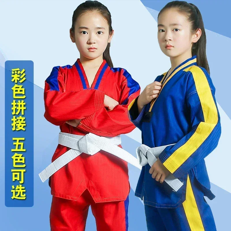 Mundur Taekwondo Niebieski / Czerwony / Czarny / Zielony / Różowy Dobok WTF Tae Kwon Do Sztuki Walki Gi Performance