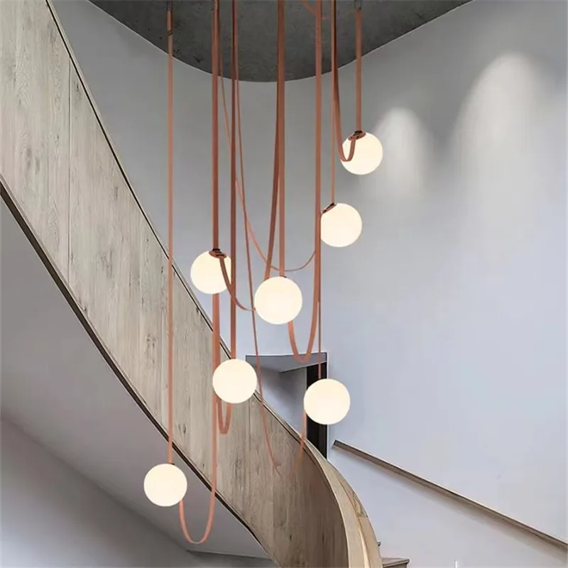 

PLUSMINUS LED Belt lamp Glass Bubble Suspension designer replica lamp Minimalist long line Lamps stairs dining hanging light