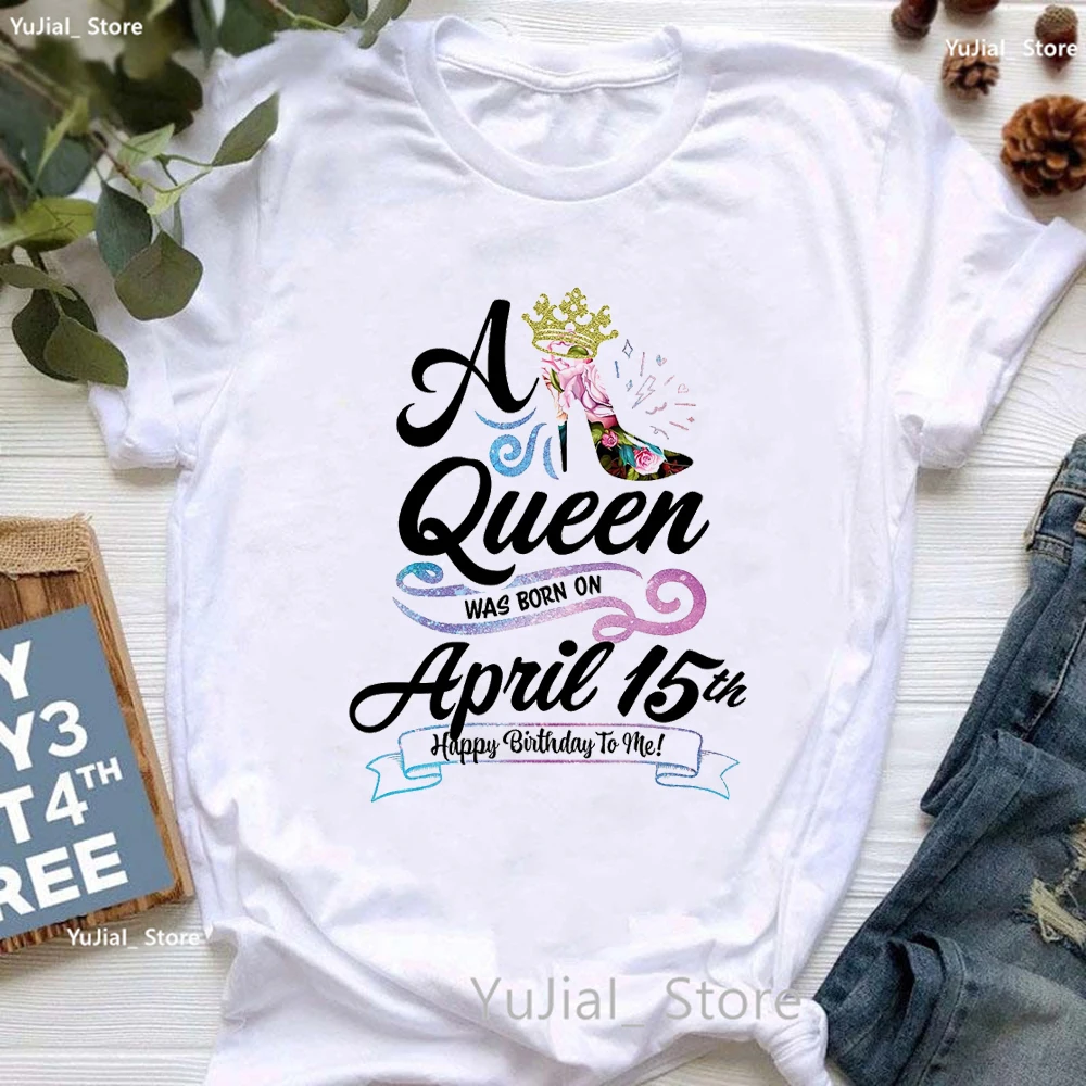 15th Birthday Queen Letter Print T Shirt Girls Funny Casual Tshirt Women Summer Short Sleeve T-Shirt Female Streetwear