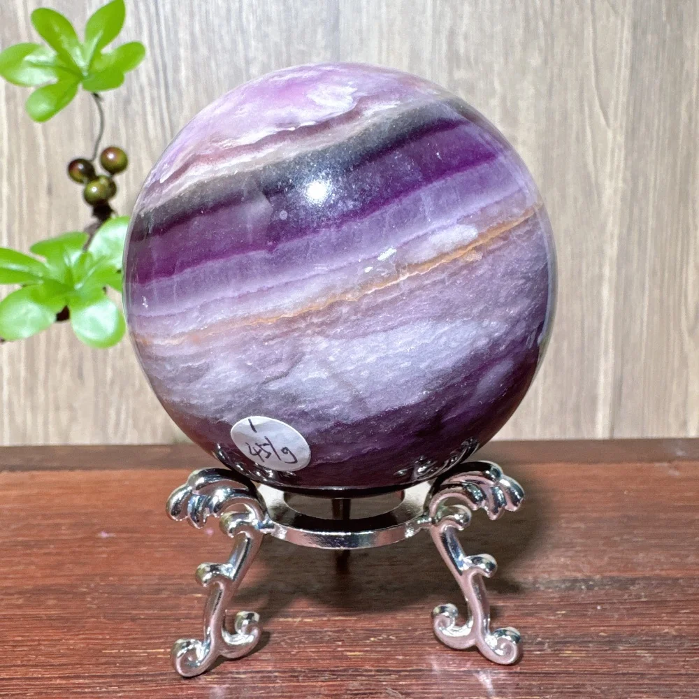 Natural Purple Silky Fluorite Spheres Stone Healing Crystal Reiki Stone Home Decoration Ornaments Gifts