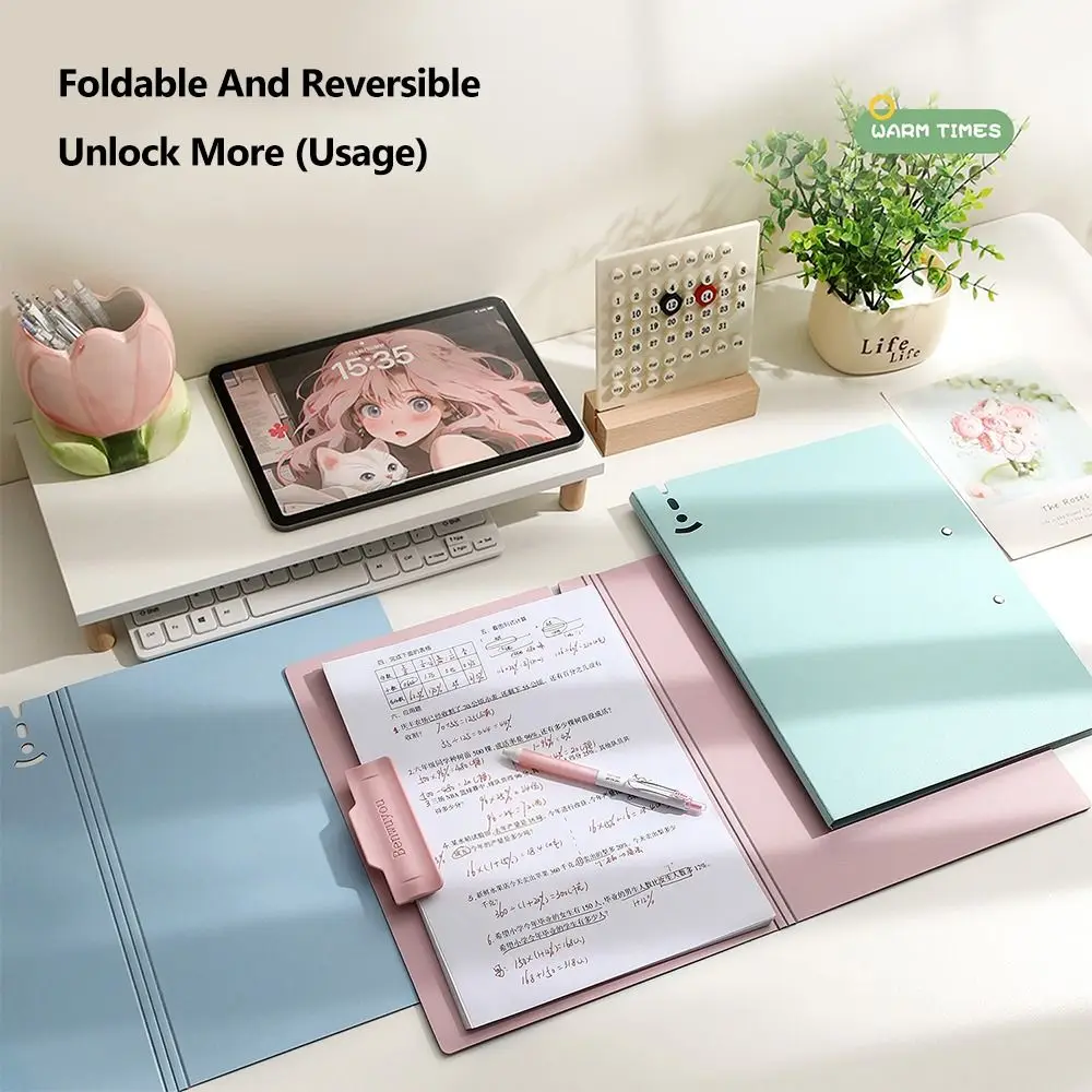 New PP A4 Clipboard Folder Waterproof Morandi Color Document Holder Multi-Functional Exam Paper Organizer School Office