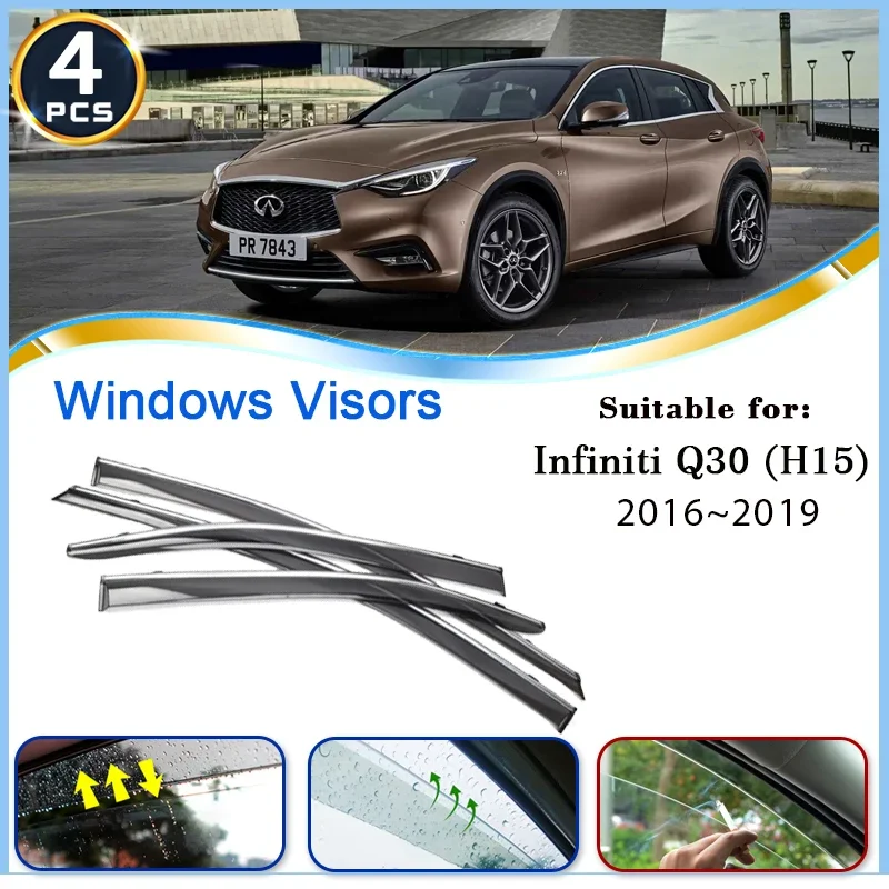 

4 шт. автомобильный козырек для окна Infiniti Q30 H15 2016 2017 2018 2019, водонепроницаемый дефлектор от дождя, ветровое стекло, тент, автомобильные аксессуары