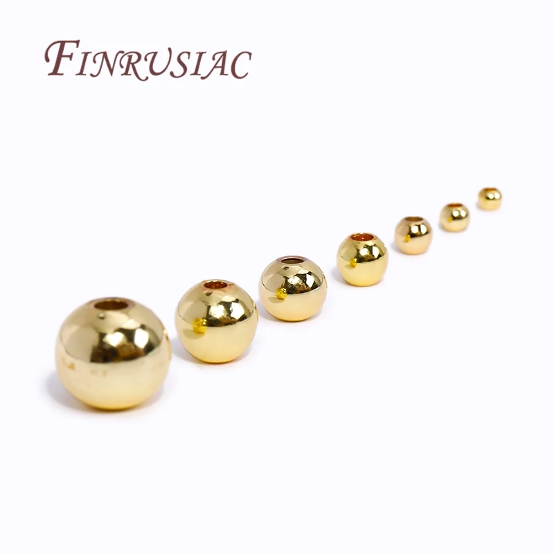 18K Gold Plated Bead Separators 2/2.5/3/4/5/6/8MM Metal Smooth Round Seamless Beads Spacers Bead For DIY Jewelry Making Supplies