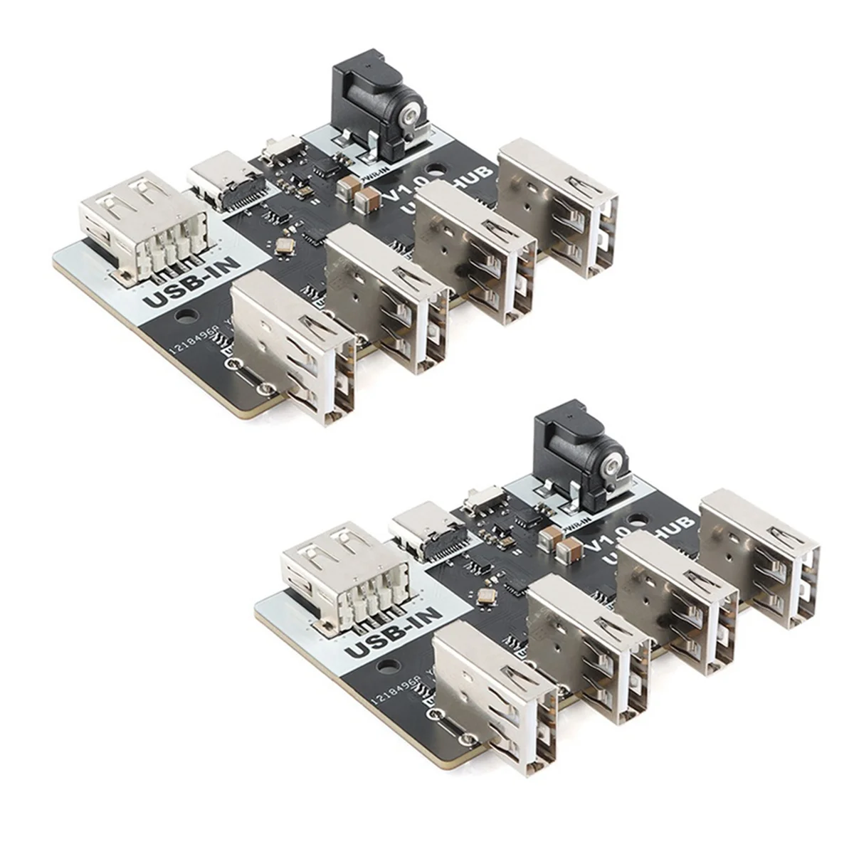 

A49T 2Pcs USB Conector CH334 Hub Module 4 Interface USB2.0 Hub 40MB/S 5V XL-USBHUB USB-A TYPE-C DC5.5x2.1 Interface
