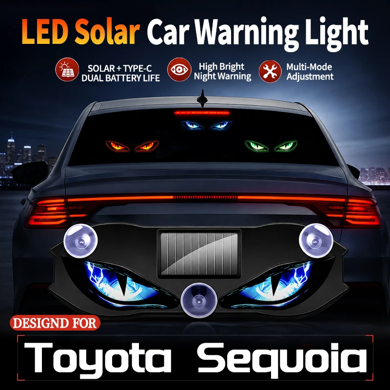 Fits For Toyota Sequoia New Car Devil Eye Solar Vibration Sensor Dynamic LED Light Creative Car Ambient Light USB Rechargeable