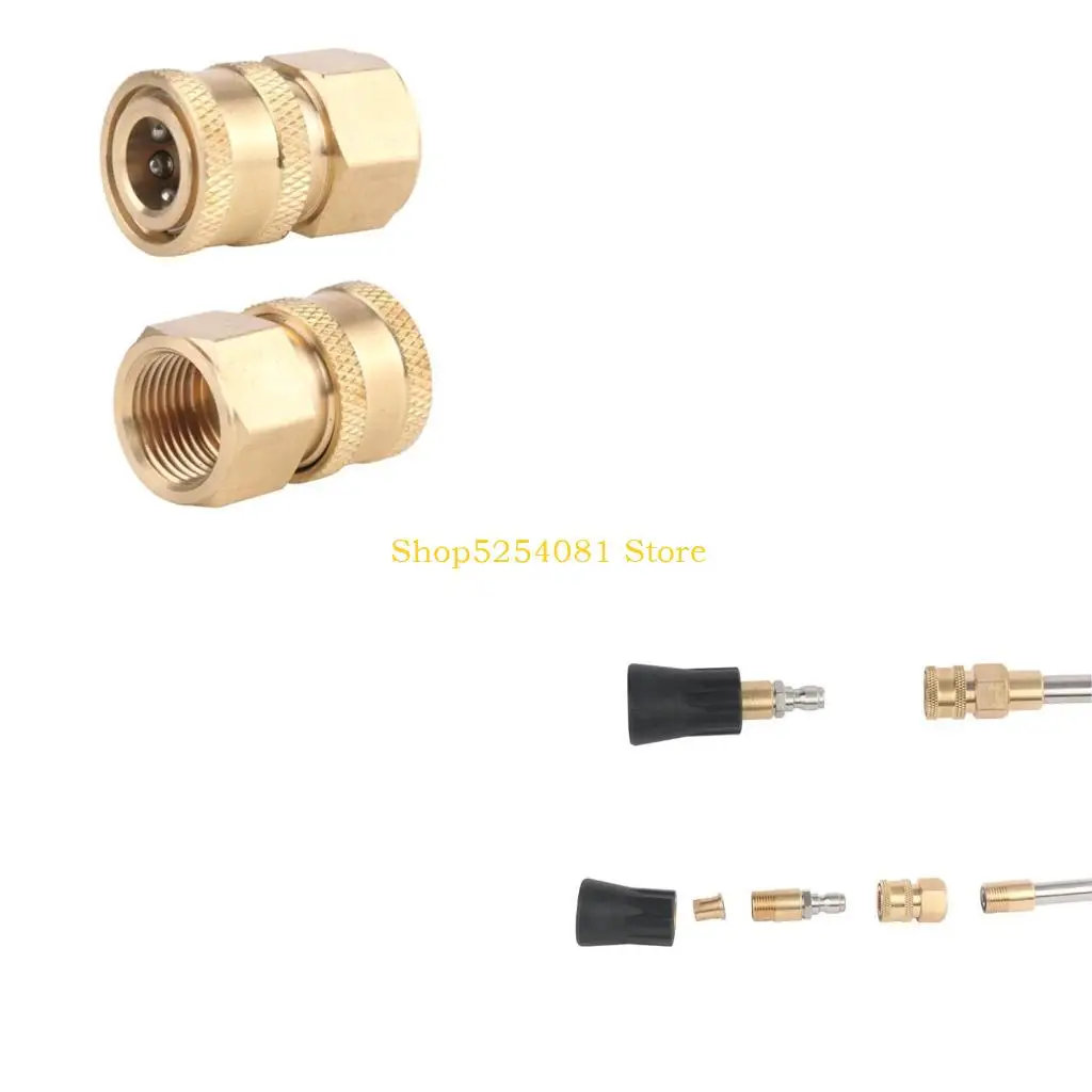 AXYC 2pcs/Set Car Washing Accessories Durable Anti Corrosion 1/4 Inch Quick M18x1.5 Copper Pressure Washer Adapter