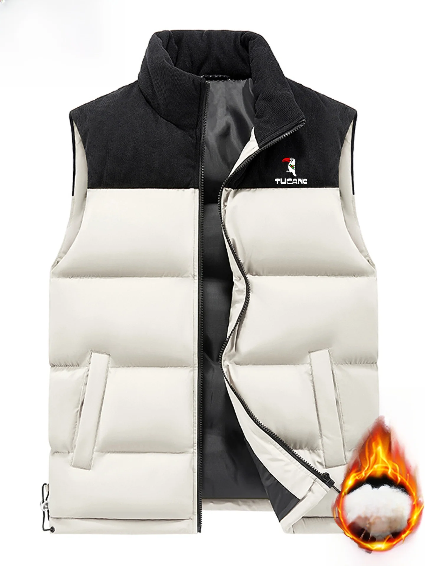 

Warmth down Cotton Vest Men's Autumn Winter Close-Fitting Stand Collar Thermal Vest Inner Wear oulder Pad Jaet