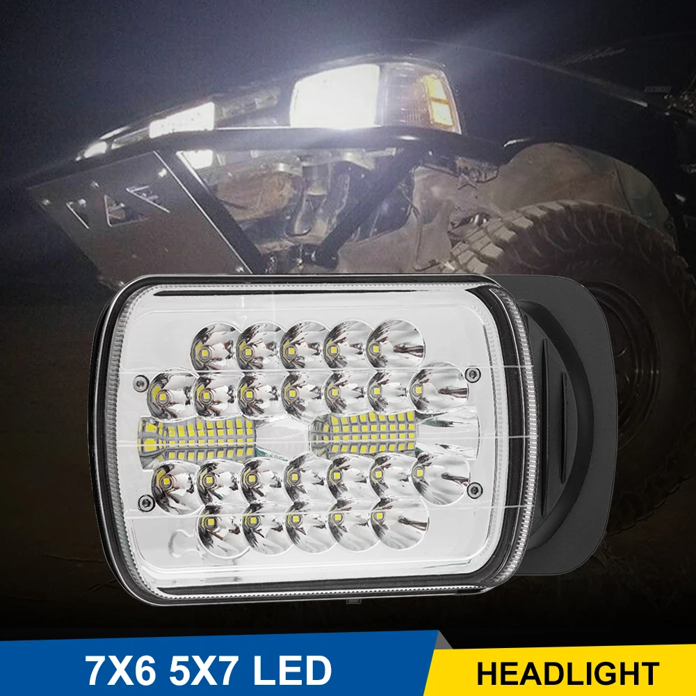 2pcs 180W 5x7 Headlights 7x6 LED Headlamp Hi/Lo Beam Daytime Running Light For Ford E-100 E-150 E-250 E-350 Car Accessories