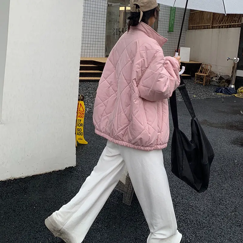 Uniforme de béisbol de algodón para mujer, chaqueta gruesa y cálida, ropa holgada coreana, Color sólido, 2023