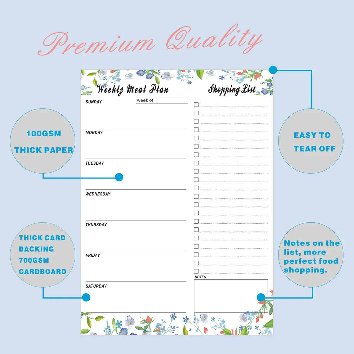 Plan de comida semanal, plan de comida semanal, pegatina para refrigerador con imán, lista de compras pelable