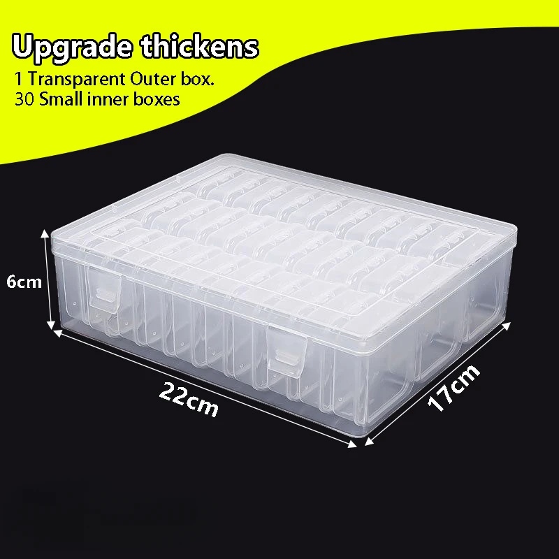 Mini Clear 30 grids 5.5cm Plastic Storage Containers Box with Lid Rectangle Box for Collecting Small Items Beads Game Pieces