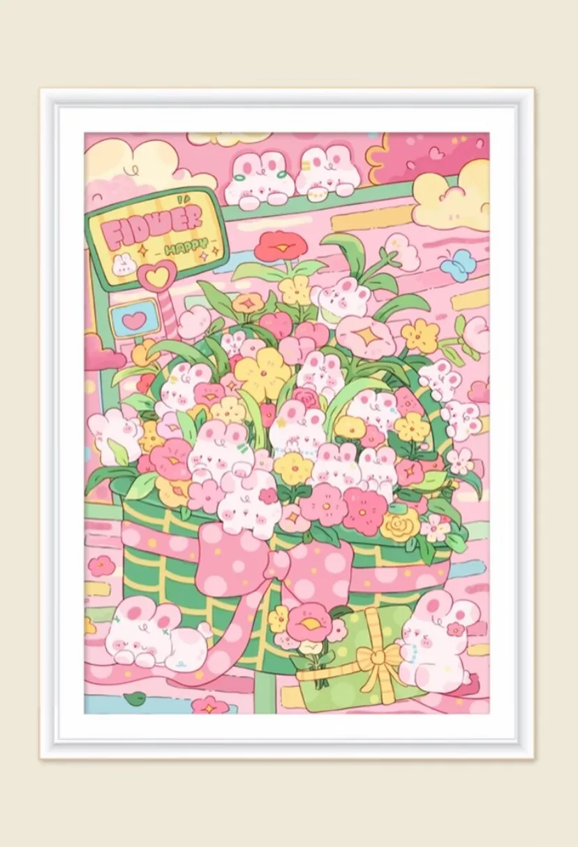 

9ct 65X85cm корзина с цветком кролика, предварительно напечатанный набор для вышивки крестом, набор для вышивания «сделай сам», нить для рукоделия, игла, поделки